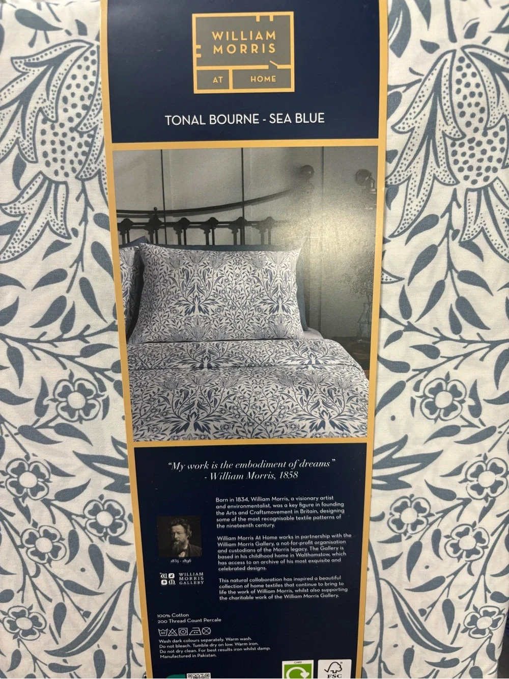 4-pc William Morris King size Sheet Set - Blue floral new with tags
